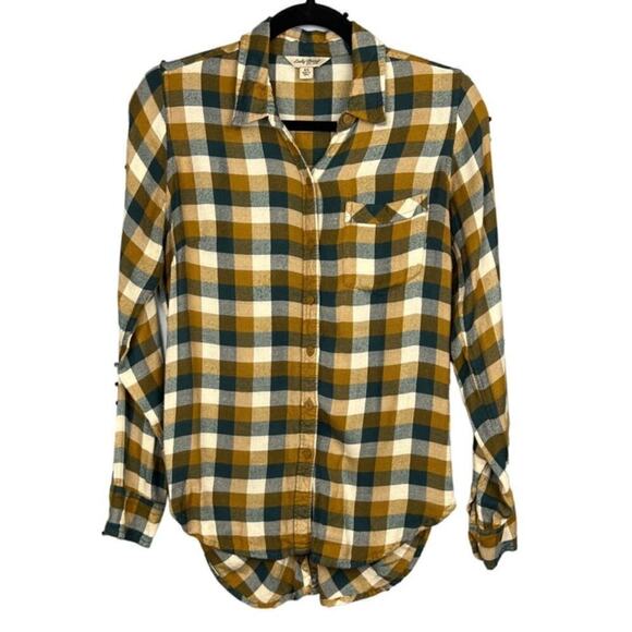 Lucky Brand Womens Muted Yellow and Blue Super Sof Flannel Size XS - Picture 1 of 7